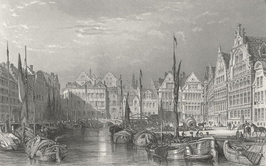BELGIUM. Ghent. Wright boats 1860 old antique vintage print picture